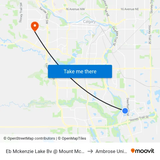 Eb Mckenzie Lake Bv @ Mount Mckenzie Dr SE to Ambrose University map