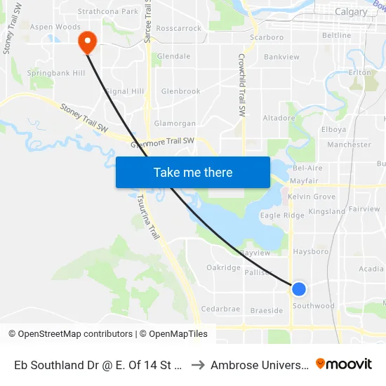 Eb Southland Dr @ E. Of 14 St SW to Ambrose University map