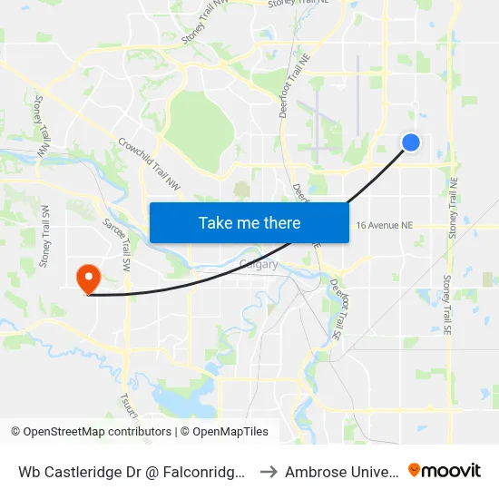 Wb Castleridge Dr @ Falconridge Bv NE to Ambrose University map