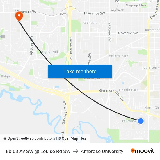 Eb 63 Av SW @ Louise Rd SW to Ambrose University map