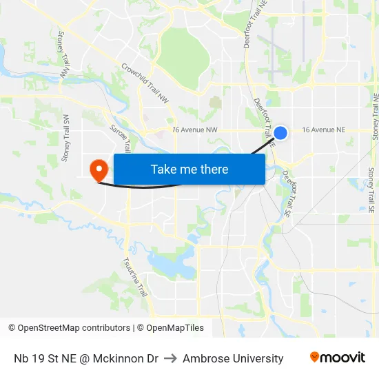 Nb 19 St NE @ Mckinnon Dr to Ambrose University map