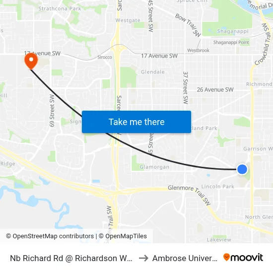 Nb Richard Rd @ Richardson Wy SW to Ambrose University map