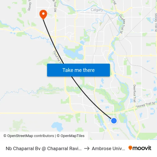 Nb Chaparral Bv @ Chaparral Ravine Wy SE to Ambrose University map