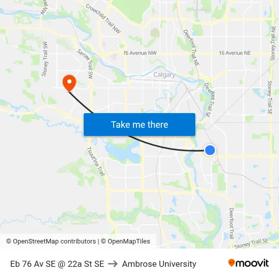 Eb 76 Av SE @ 22a St SE to Ambrose University map