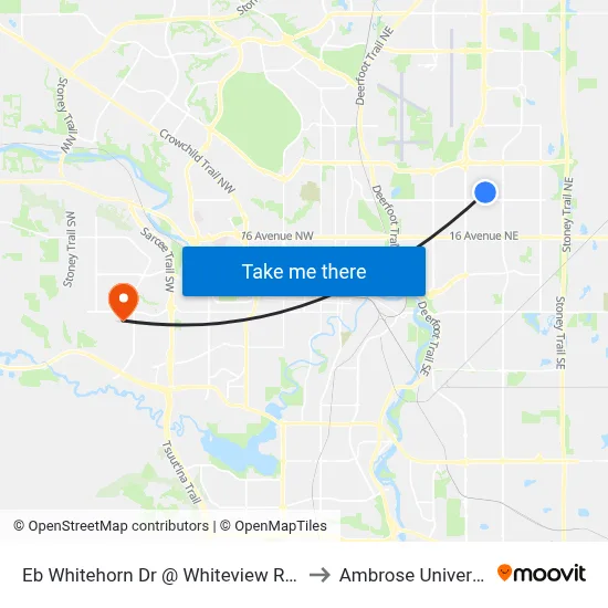 Eb Whitehorn Dr @ Whiteview Rd NE to Ambrose University map