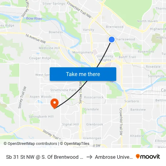 Sb 31 St NW @ S. Of Brentwood Station to Ambrose University map