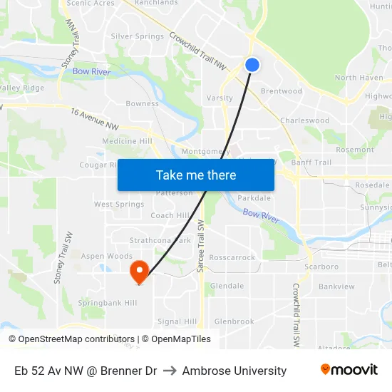 Eb 52 Av NW @ Brenner Dr to Ambrose University map