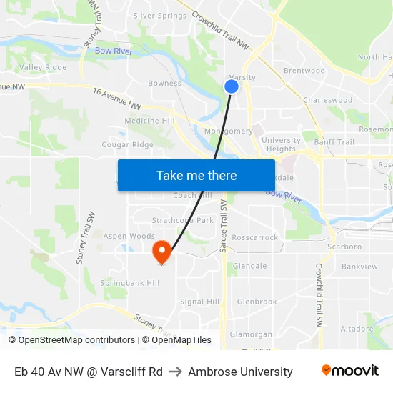 Eb 40 Av NW @ Varscliff Rd to Ambrose University map