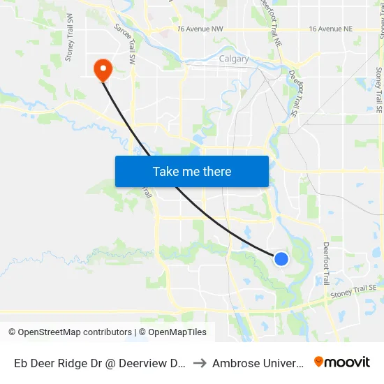 Eb Deer Ridge Dr @ Deerview Dr SE to Ambrose University map