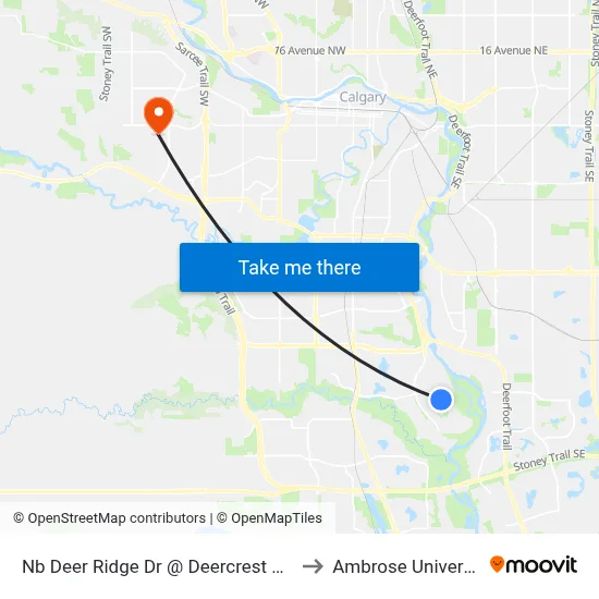 Nb Deer Ridge Dr @ Deercrest Cl SE to Ambrose University map