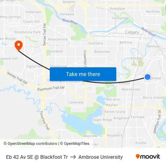Eb 42 Av SE @ Blackfoot Tr to Ambrose University map