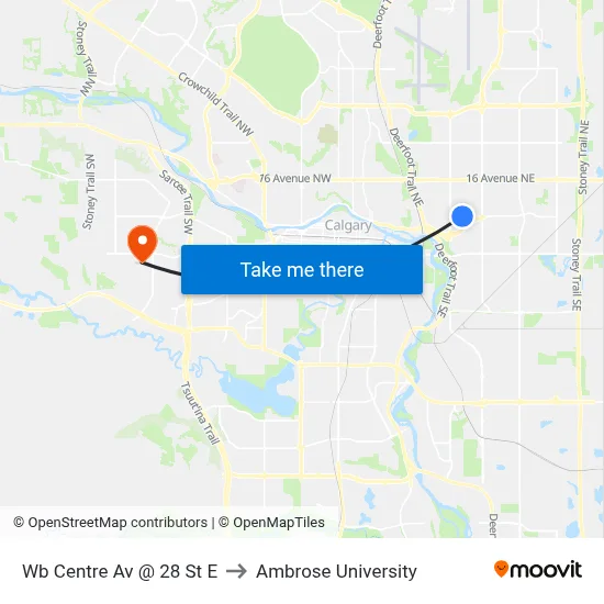 Wb Centre Av @ 28 St E to Ambrose University map