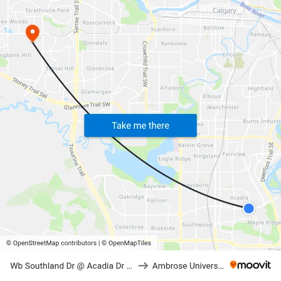 Wb Southland Dr @ Acadia Dr SE to Ambrose University map