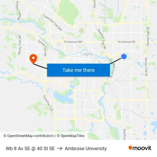 Wb 8 Av SE @ 40 St SE to Ambrose University map