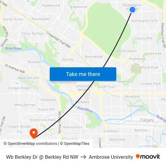 Wb Berkley Dr @ Berkley Rd NW to Ambrose University map