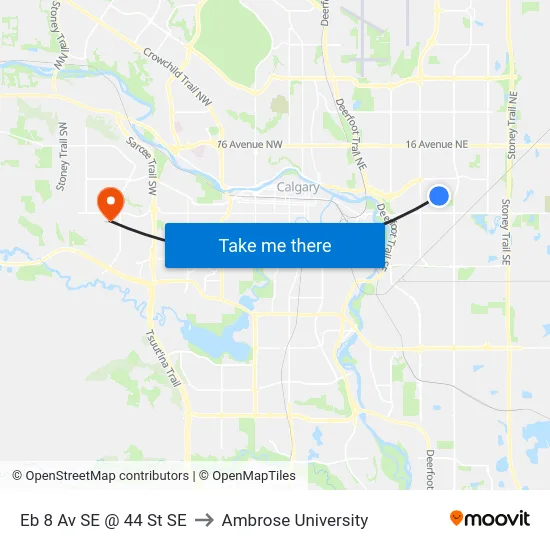 Eb 8 Av SE @ 44 St SE to Ambrose University map