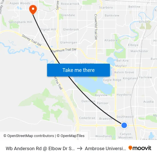 Wb Anderson Rd @ Elbow Dr SW to Ambrose University map