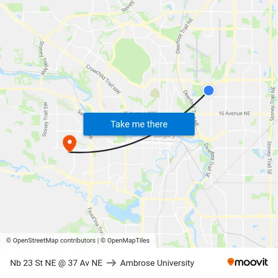 Nb 23 St NE @ 37 Av NE to Ambrose University map