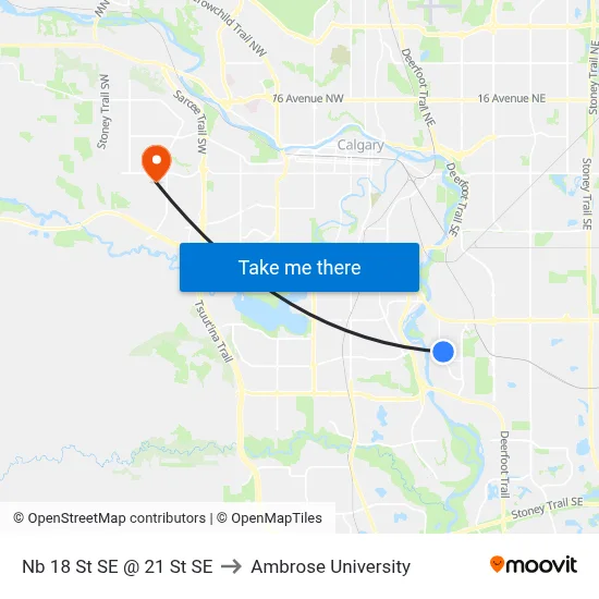 Nb 18 St SE @ 21 St SE to Ambrose University map