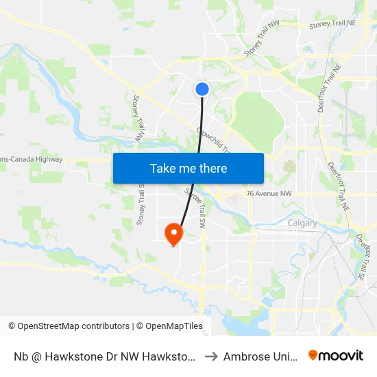 Nb @ Hawkstone Dr NW Hawkstone Terminal to Ambrose University map