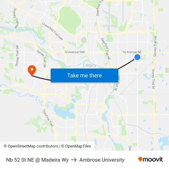 Nb 52 St NE @ Madeira Wy to Ambrose University map