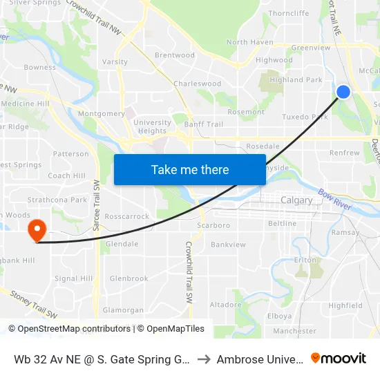 Wb 32 Av NE @ S. Gate Spring Gardens to Ambrose University map