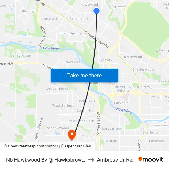 Nb Hawkwood Bv @ Hawksbrow Rd NW to Ambrose University map