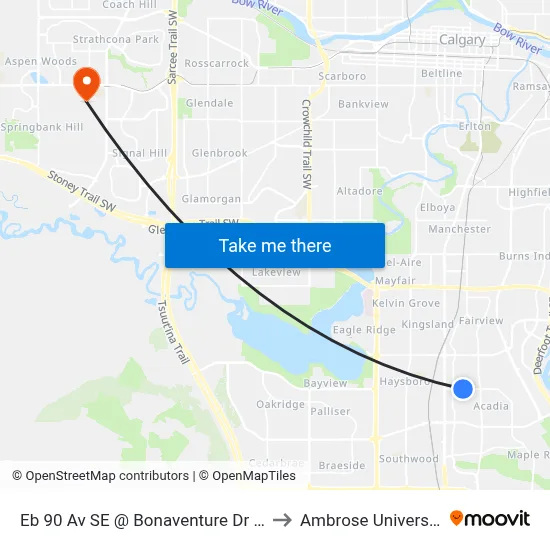 Eb 90 Av SE @ Bonaventure Dr SE to Ambrose University map