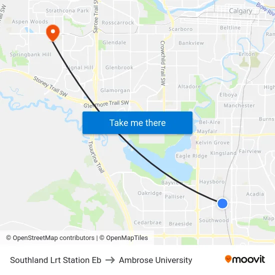 Southland Lrt Station Eb to Ambrose University map
