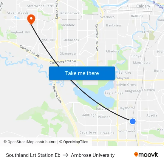 Southland Lrt Station Eb to Ambrose University map