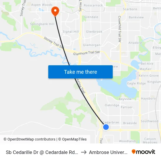 Sb Cedarille Dr @ Cedardale Rd SW to Ambrose University map