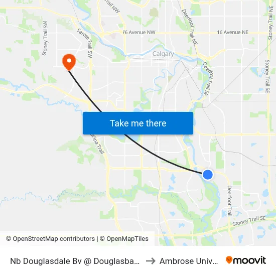 Nb Douglasdale Bv @ Douglasbank Dr SE to Ambrose University map