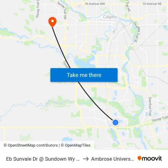 Eb Sunvale Dr @ Sundown Wy SE to Ambrose University map