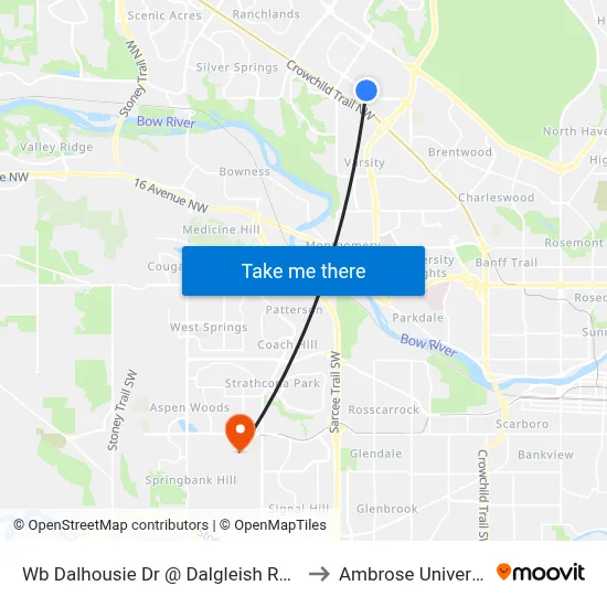 Wb Dalhousie Dr @ Dalgleish Rd NW to Ambrose University map