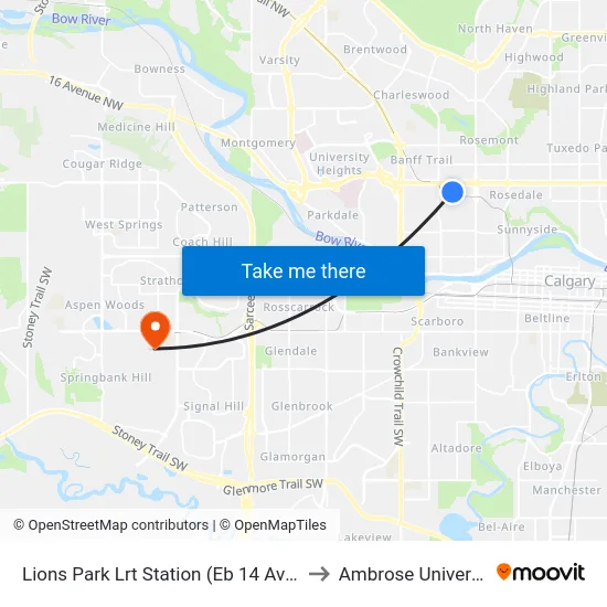 Lions Park Lrt Station (Eb 14 Av Nw) to Ambrose University map