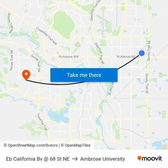 Eb California Bv @ 68 St NE to Ambrose University map