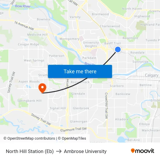 North Hill Station (Eb) to Ambrose University map