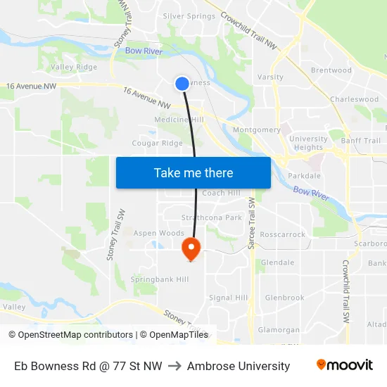 Eb Bowness Rd @ 77 St NW to Ambrose University map