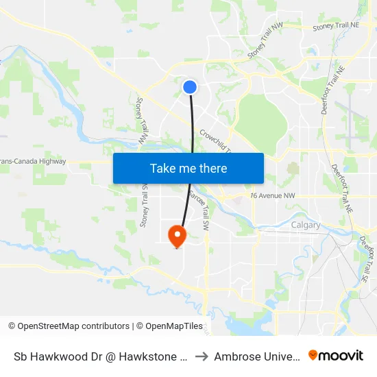 Sb Hawkwood Dr @ Hawkstone Dr NW to Ambrose University map