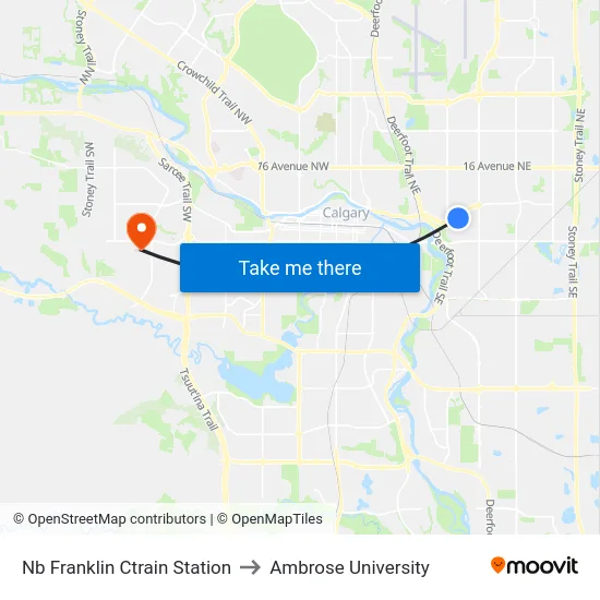 Nb Franklin Ctrain Station to Ambrose University map