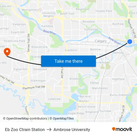 Eb Zoo Ctrain Station to Ambrose University map