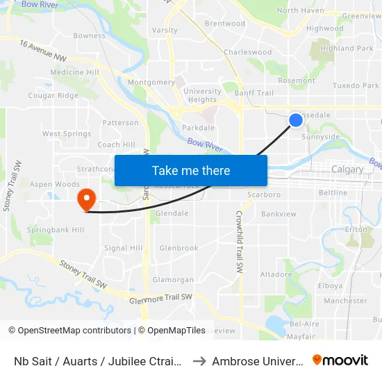 Nb Sait / Auarts / Jubilee Ctrain Stn to Ambrose University map