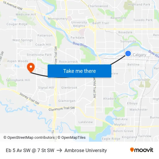 Eb 5 Av SW @ 7 St SW to Ambrose University map