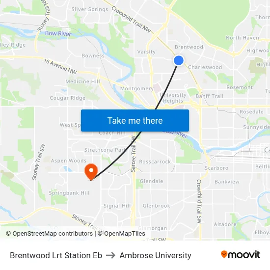 Brentwood Lrt Station Eb to Ambrose University map