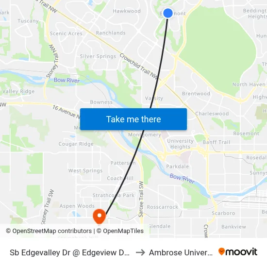 Sb  Edgevalley Dr @ Edgeview Dr NW to Ambrose University map