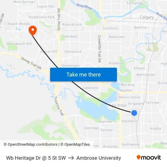 Wb Heritage Dr @ 5 St SW to Ambrose University map