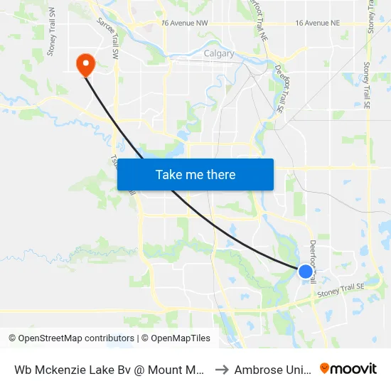 Wb Mckenzie Lake Bv @ Mount Mckenzie Dr SE to Ambrose University map