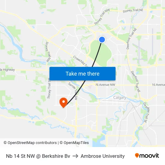 Nb 14 St NW @ Berkshire Bv to Ambrose University map