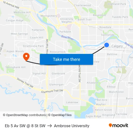 Eb 5 Av SW @ 8 St SW to Ambrose University map