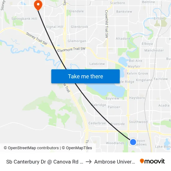 Sb Canterbury Dr @ Canova Rd SW to Ambrose University map